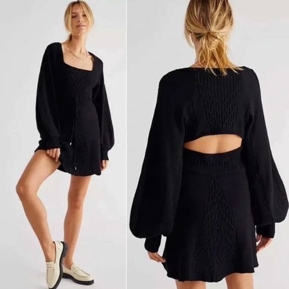 Free People Dresses & Skirts - Free people Emmaline Balloon-Sleeve Minidress Small
Black